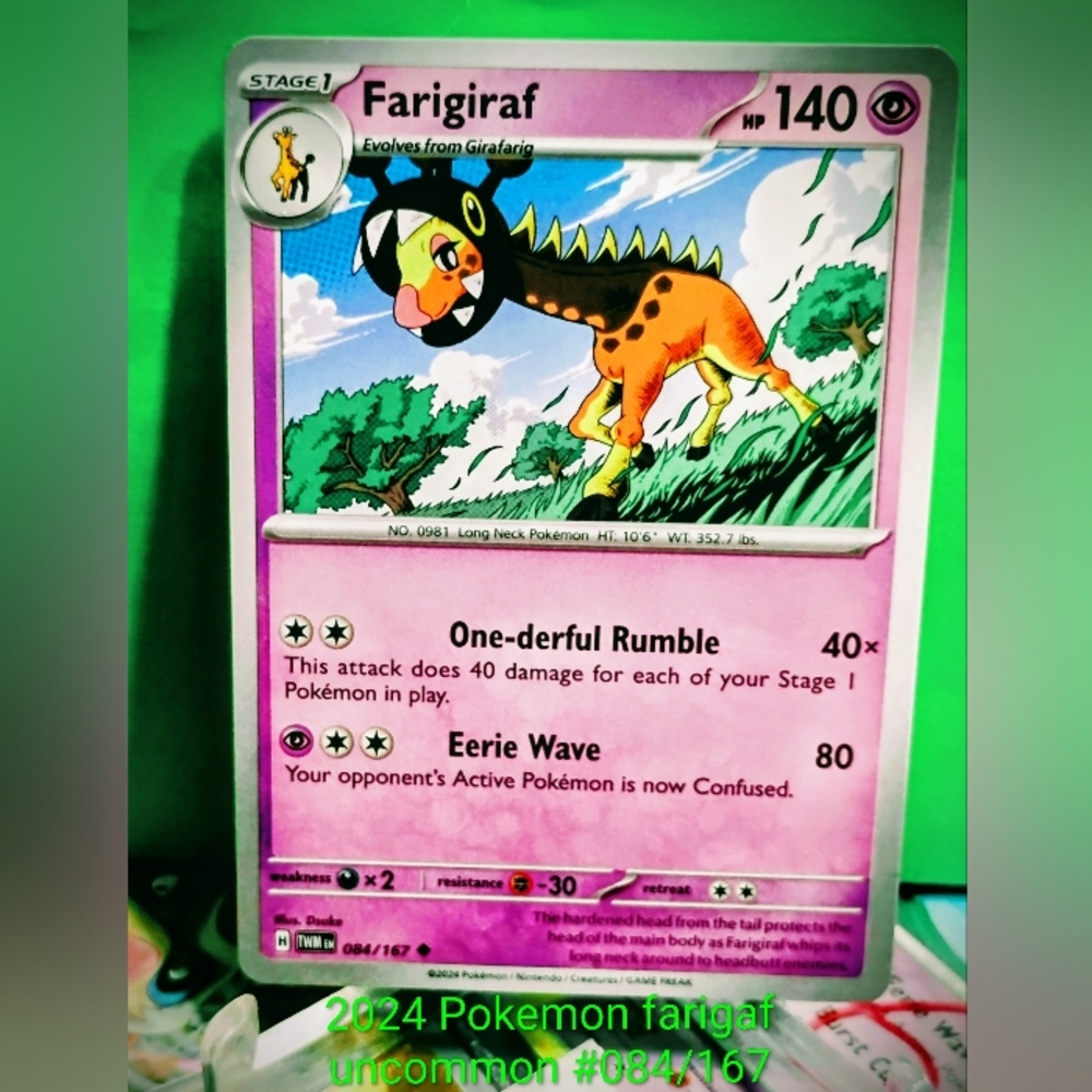 Pokémon TCG Farigiraf Uncommon  Pink Regular Finish Mint #084/167
